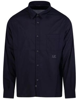 C.P. Company Light Mussola Long Sleeve Button Shirt - Blue