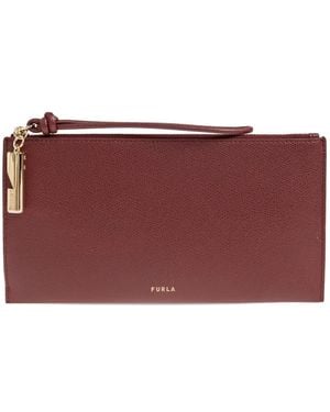 Furla Iride Grained Leather Clutch Bag - Purple