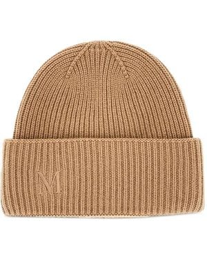 Max Mara Ribbed Cashmere Beanie - Natural