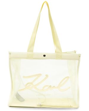 KARL LAGERFELD Sac Cabas En Résille À Logo Appliqué - Natural