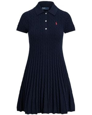 Polo Ralph Lauren Cable-Knit Polo Mini Dress - Blue