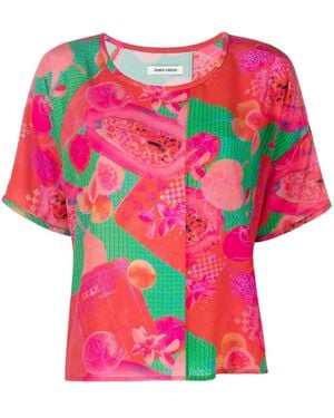 Henrik Vibskov Abstract-print Silk T-shirt - Pink