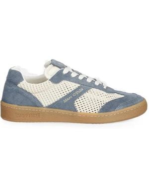 Marc O' Polo Suede-Panelled Mesh Trainers - Blue