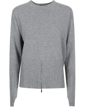 Drumohr Zip-Detail Ribbed-Trim Sweater - Gray