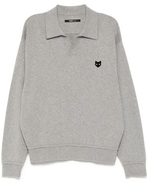 ZZERO BY SONGZIO Emblem Open-Collar Sweater - Grey