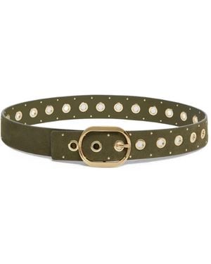 Pinko Eyeletted Buckled Leather Belt - Green
