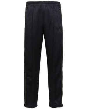 Needles Embroidered-Logo Side-Stripe Track Trousers - Blue