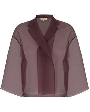 Antonelli Sheer Notched-Lapel Blazer - Purple