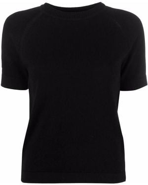 Barrie Short-Sleeve Cashmere Top - Black