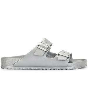 Birkenstock 'Arizona' Metallic-Pantoletten - Weiß