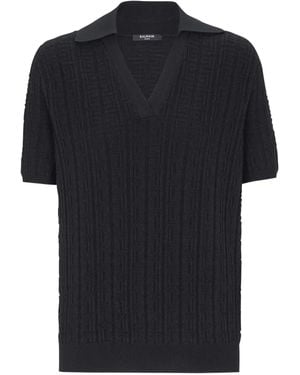Balmain Top Aus Monogramm-Jacquard - Schwarz