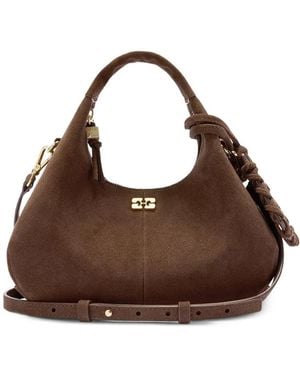 Ganni Suede Mini Tote Bag - Brown