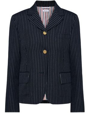 Thom Browne Pinstriped Fitted Jackets - Blue