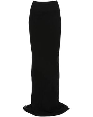 Rick Owens Ribbed Long Maxi Skirt - Black