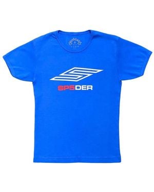 Sp5der Logo-Print T-Shirt - Blue