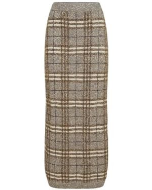 Brunello Cucinelli Prince Of Wales Knit Skirt - Natural