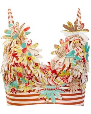 Silvia Tcherassi Ibbie Flower Striped Top - Multicolor