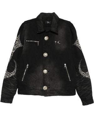 THUG CLUB Stud-Embellished Denim Jacket - Black