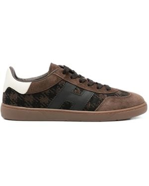 Hogan Cool Suede Houndstooth Trainers - Brown