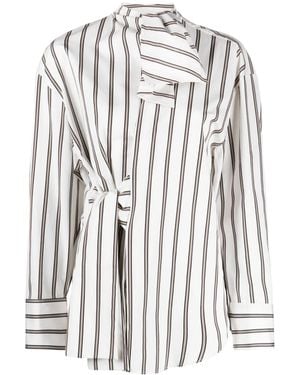 MSGM リボンディテール ストライプ シャツ - ホワイト