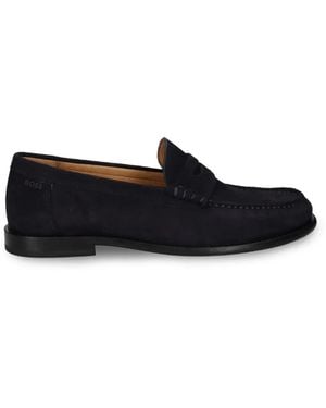 BOSS Suede Penny Loafers - Black