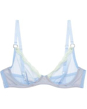 Fleur du Mal Sheer Tulle Demi Bra - Blue