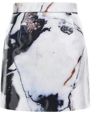 Roberto Cavalli Marble-Print Mini Skirt - White