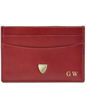 Aspinal of London Tarjetero con placa del escudo - Rojo