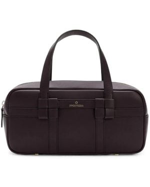 La Portegna Bibi Knotted Leather Tote Bag - Black