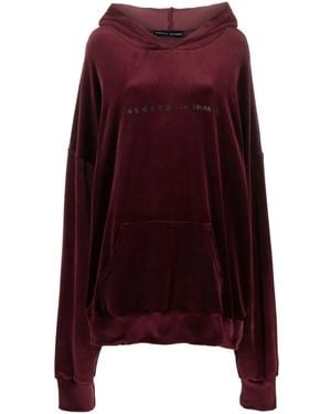 BARBARA BOLOGNA Slogan-Print Velvet Hoodie - Purple