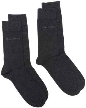 Marc O' Polo Pack De Dos Pares De Calcetines Con Logo Y Puños De Canalé - Negro