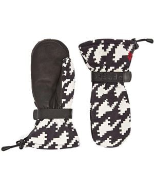 Perfect Moment Davos Houndstooth Print Gloves - White