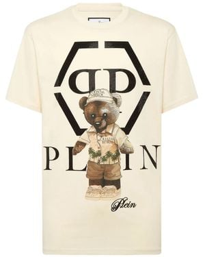 Philipp Plein Crystal-Embellished Teddy-Bear T-Shirt - Natural