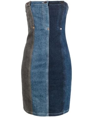 Moschino Layered-Design Denim Dress - Blue