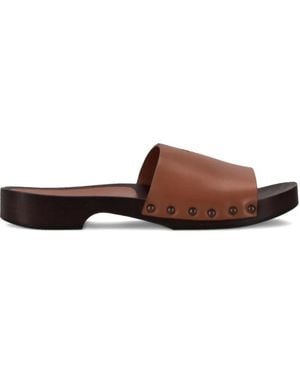 LA ROSE Leather Sandals - Brown