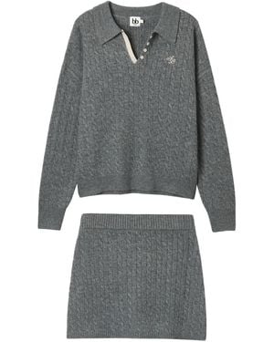 B+ AB Minirock-Set mit Zopfmuster - Grau