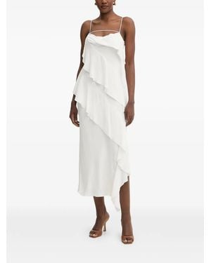 Patrizia Pepe Ruffled Asymmetric Midi Dress - White