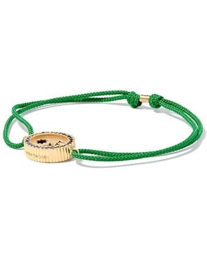 Luis Morais 14Kt Palm Tree Charm Cord Bracelet - Green