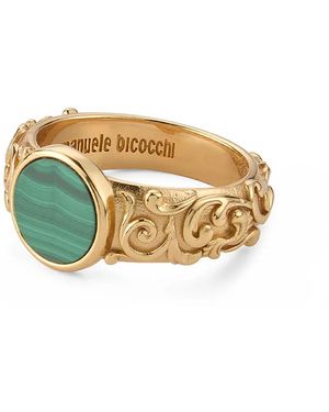 Emanuele Bicocchi Arabesque Malachite Ring - White