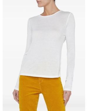 L'Agence Ayla Long-Sleeve Round-Neck T-Shirt - White