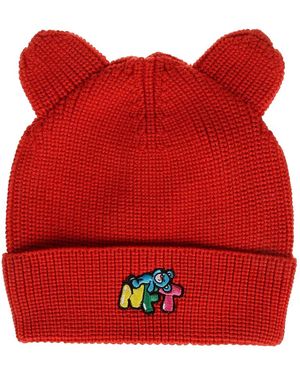 INBETWEENERS Ear-Flap Logo Beanie Hat - Red