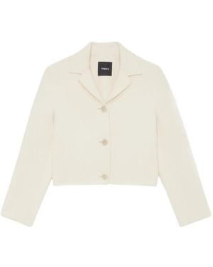 Theory Cropped Button-Front Jacket - White