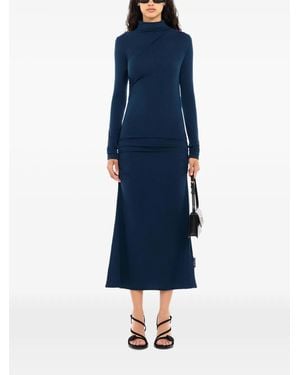 Off-White c/o Virgil Abloh Draped Turtleneck Midi Dress - Blue