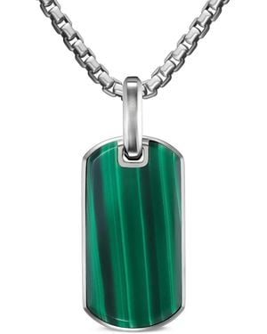 David Yurman Chevron マラカイト タグ 27mm スターリングシルバー - グリーン
