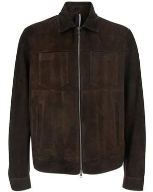 Low Brand Zip-Up Suede Jacket - Black