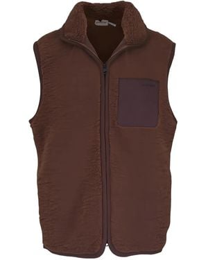 Moncler Reißverschluss-Weste mit Nubuk-Besatz - Braun