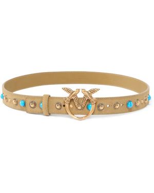 Pinko Suede Belt With Studs, 3 Cm - Metallic