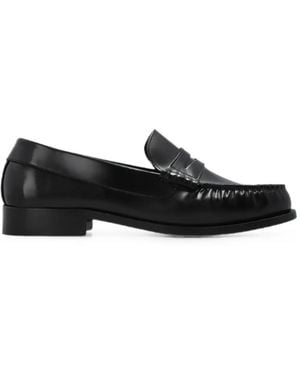 Alohas Rivet Leather Loafers - Black
