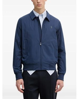 Trussardi Shirt-Collar Zip-Up Jacket - Blue