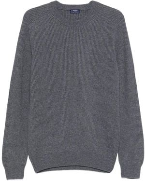 Barba Napoli Ribbed Crew-Neck Jumper - Grey